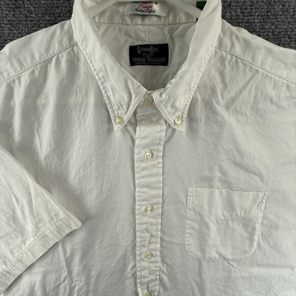 Gitman Bros Oxford Pinpoint Button-Down USA 17.5 Cotton Short Sleeve White - Picture 1 of 12